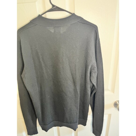 Gap 100% Merino Wool Mens Large Tall Black Long Sleeve Three Button Polo - Picture 7 of 7